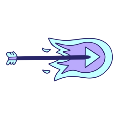 El çizimi tuhaf çizgi film yanan ok parlak neon renginde