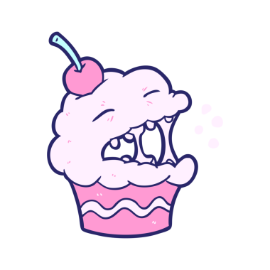 Parlak neon renkli komik bir kek.