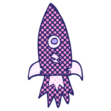 çizgi film karalama uzay roketi parlak neon rengi