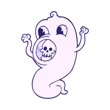 Ürkütücü karikatür karalama hayaleti parlak neon renginde