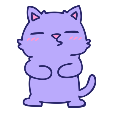 Parlak neon renkli el çizimi tuhaf çizgi film kedisi.