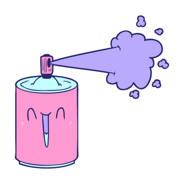 çizgi film sprey spreyi parlak neon renkli.