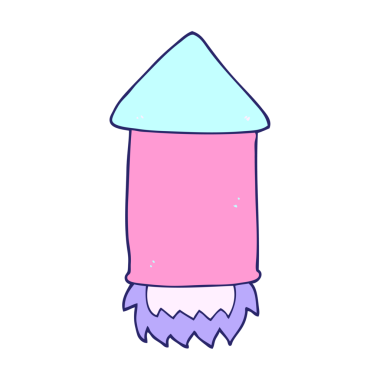 parlak neon renkli çizgi film roketi