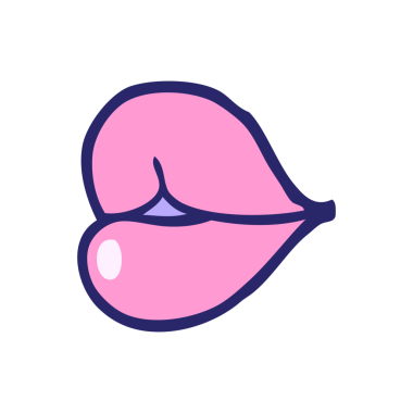 çizgi film karalaması kırmızı dudaklar parlak neon rengi