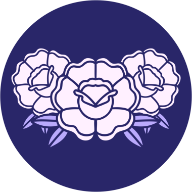 Parlak neon renkli bir buket çiçeğin ikonik dövme görüntüsü