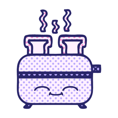 çizgi roman tarzı parlak neon renkli bir tost makinesinin karikatürü