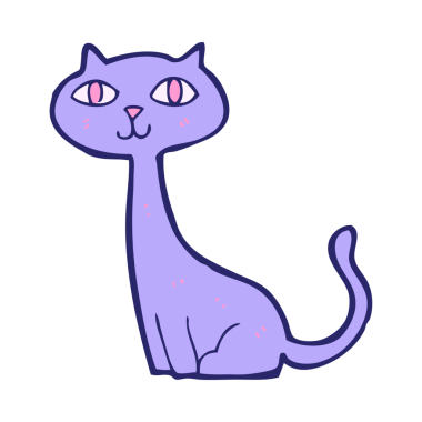 parlak neon renkli çizgi film kedisi