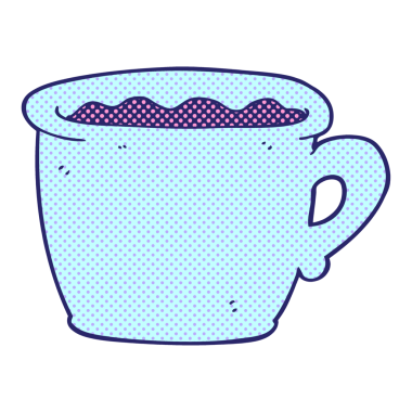 Parlak neon renkli eski bir kahve fincanı.