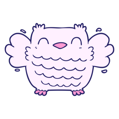 parlak neon renkli çizgi film baykuşu