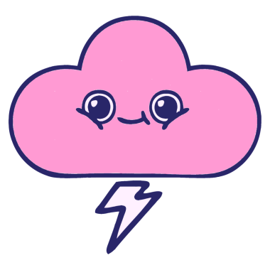 Parlak neon renkli bir fırtına bulutunun çizgi filmi.