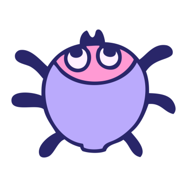 Parlak neon renkli el çizimi garip çizgi film böceği.