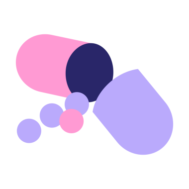 Açık kapsül hapının parlak neon renkli düz renk çizimi