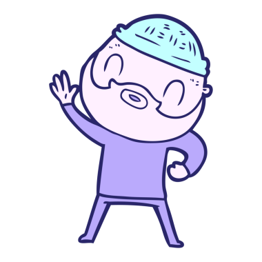 çizgi film sakallı parlak neon renkli adam