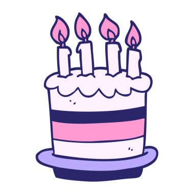 karikatür karalama doğum günü pastası parlak neon rengi