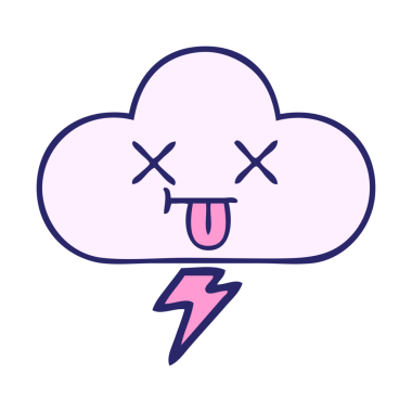 Parlak neon renkli bir gök gürültüsü bulutunun gölgelenmiş karikatürü