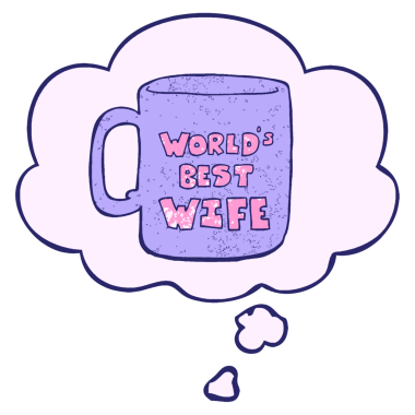 Dünyanın en iyi karısı parlak neon renkli grunge desenli düşünce baloncuğu ile kupa