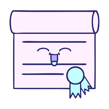 parlak neon renkli sertifikanın sevimli karikatürü