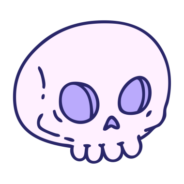 parlak neon renkli ürkütücü bir cadılar bayramı kafatası karikatürü