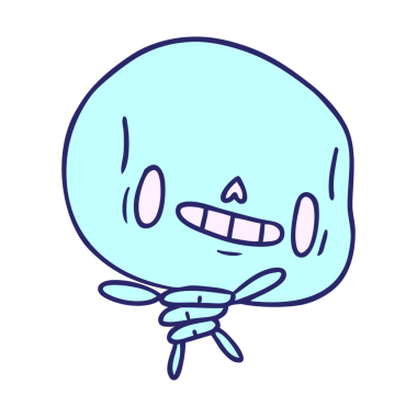 Çizgi film illüstrasyonu: kawaii parlak neon renkli sevimli ölü iskelet