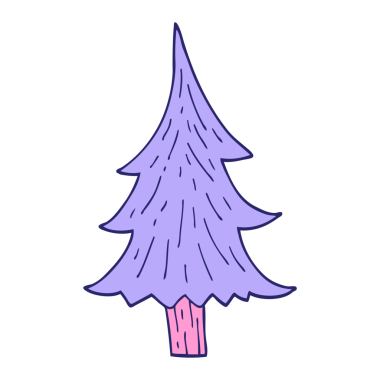 parlak neon renkli karalama çam ağaçları