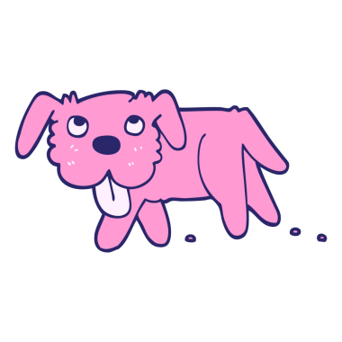 El çizimi çizgi film tarzı parlak neon renkli mutlu köpek.