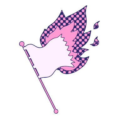 parlak neon renkli çizgi film yanan bayrak