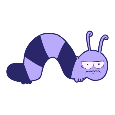 çizgi film somurtkan tırtıl parlak neon rengi