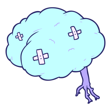 parlak neon renginde yaralı beyin