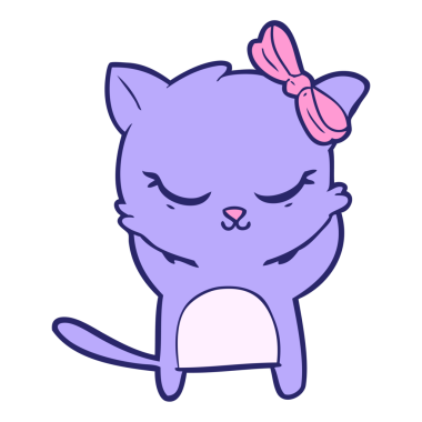 Parlak neon renkli şirin çizgi film kedisi