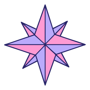 parlak neon renginde geleneksel bir yıldız dövmesi