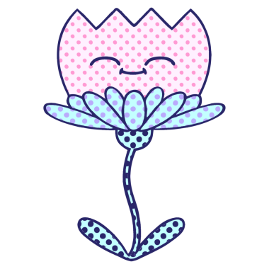 çizgi roman tarzı parlak neon renkli bir çiçek karikatürü