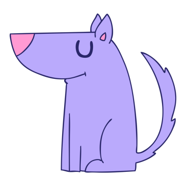 Parlak neon renkli el çizimi çizgi film köpeği.