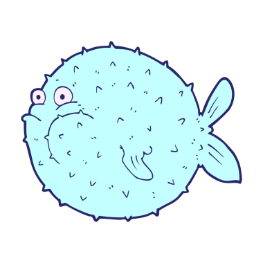 parlak neon renkli kirpi balığı