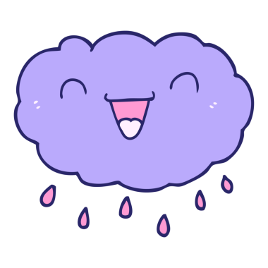 Parlak neon renkli mutlu çizgi film bulutu