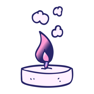 çizgi film karalaması parlak neon renginde küçük mum