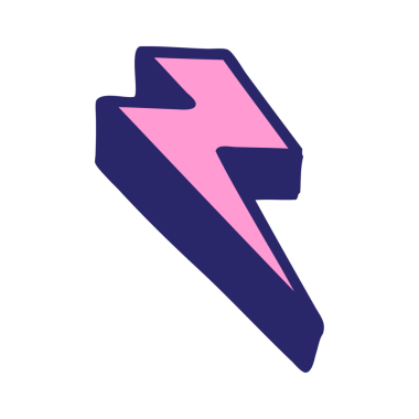 Parlak neon rengi yıldırımın ikonik dövme tarzı görüntüsü