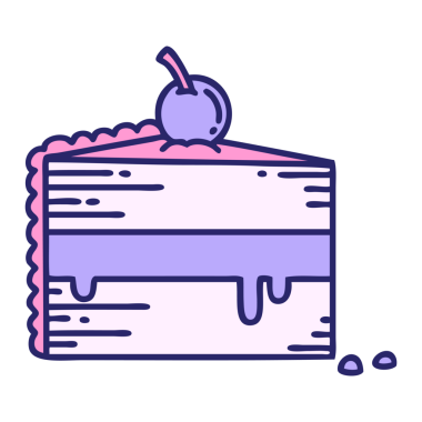 Parlak neon renkli bir pasta diliminin ikonik dövme şekli