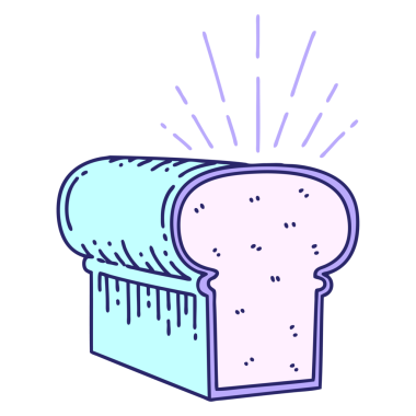 Parlak neon renkli geleneksel bir ekmek dövmesi çizimi