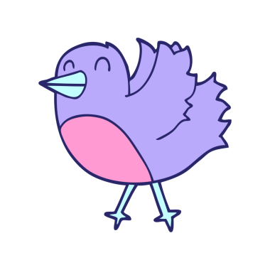 parlak neon renkli çizgi film kuşu