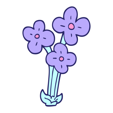 çizgi film karalamaları parlak neon renkli çiçekler.