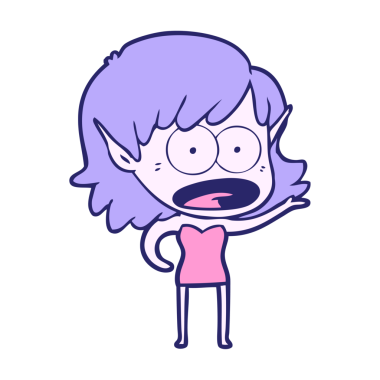 çizgi film, parlak neon renkli elf kızı şok etti.