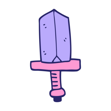 çizgi film karalamaları parlak neon renginde mücevherli hançerler.