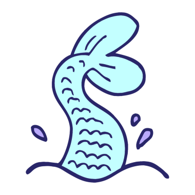 çizgi roman tarzı parlak neon renkli deniz kızı kuyruğu