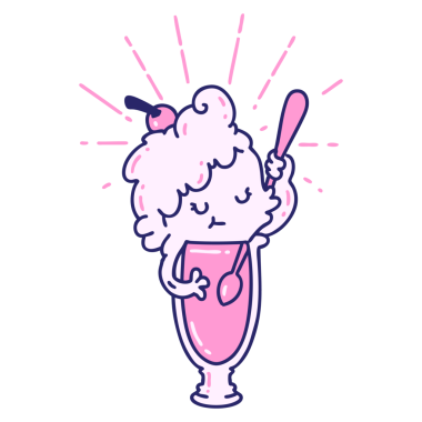 Parlak neon renkli geleneksel dövme stili dondurma karakterinin çizimi