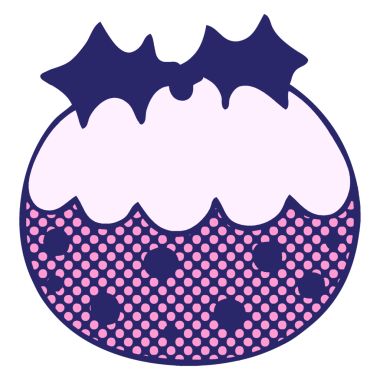 çizgi roman tarzı tuhaf çizgi film. Parlak neon renkli Noel pudingi.