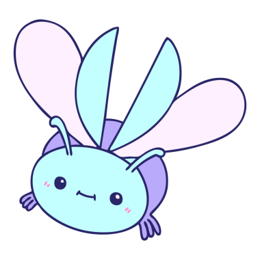 El çizimi, parlak neon renkli uçan böcek çizgi filmi.