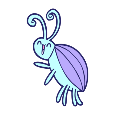 parlak neon renkli çizgi film böceği