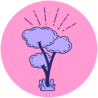 Parlak neon renkli dövme ağacı simgesi