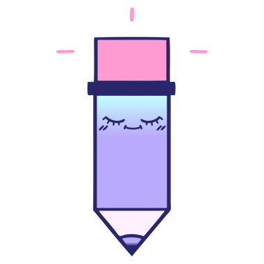 parlak neon renkli bir kalemin gölgelenmiş karikatürü