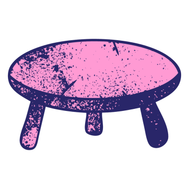 Parlak neon renkli ahşap bir taburenin el çizimi karikatürü.